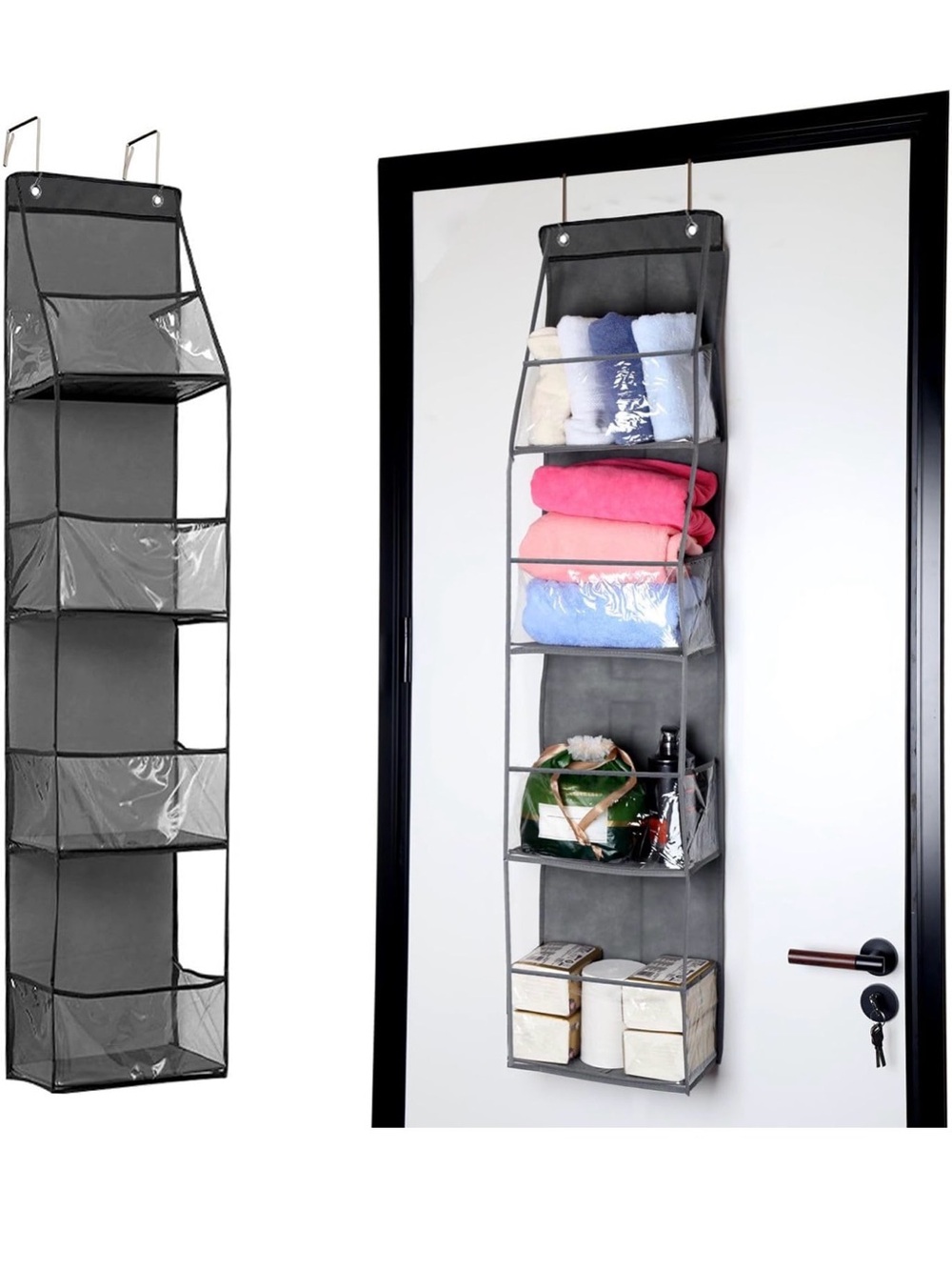 Over-the-Door 4-Shelf Hanging Organizer - Gray